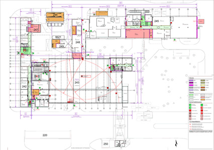 Brandschutzplanung || Gebäudekomplex/ Forschungsgebäude, Karlsruhe Modernisierungsstudie, Bestandsinspektionen, Brandschutzkonzeption und –planung, Planung + Bauüberwachung