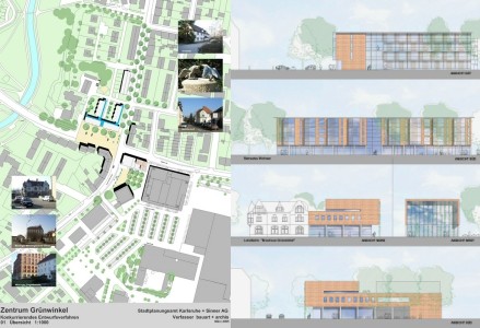 Zentrum Grünwinkel, mit Wohnbebauung || Mehrfachbeauftragung zur Konzeptfindung durch die Stadt Karlsruhe + Brauerei Moninger <br> Planung in Zusammenarbeit mit Archis